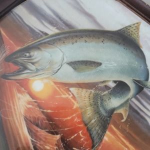 John Eggert Chinook Salmon Porcelain Framed Plate